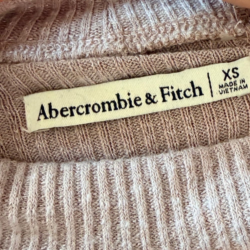 Abercrombie & Fitch Mauve Ribbed Mock Neck Balloon Sleeve Top XS Academia Preppy - Picture 3 of 5